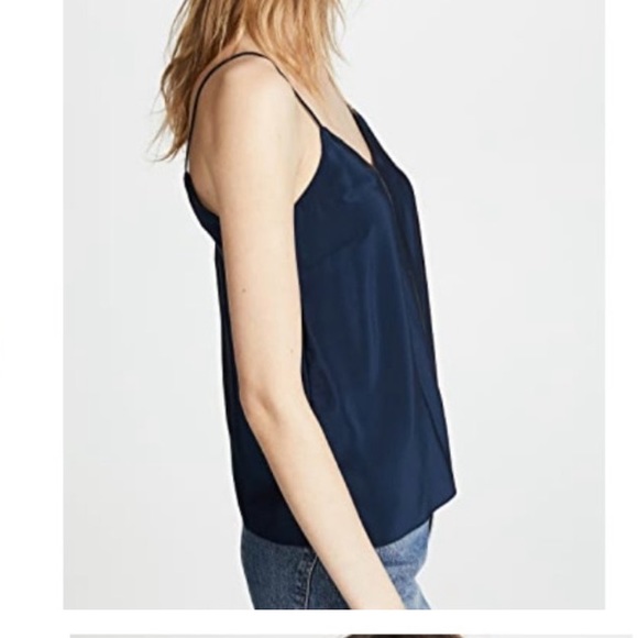 FINAL PRICE Amanda Uprichard 100% silk navy blue spaghetti strap cami size small - Picture 2 of 7